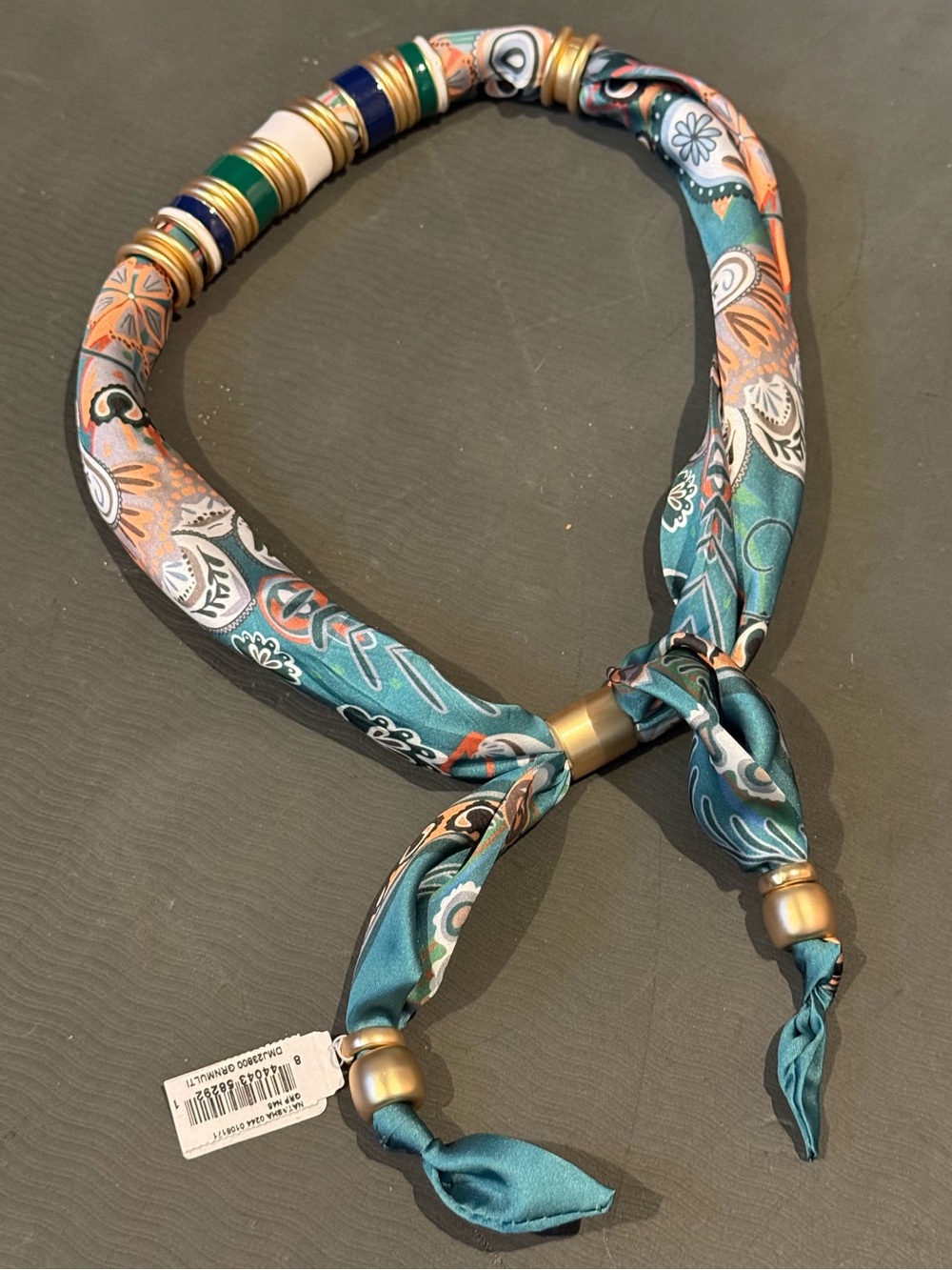 Natasha Accessories Ring Accent Scarf Necklace Green Multi NWT